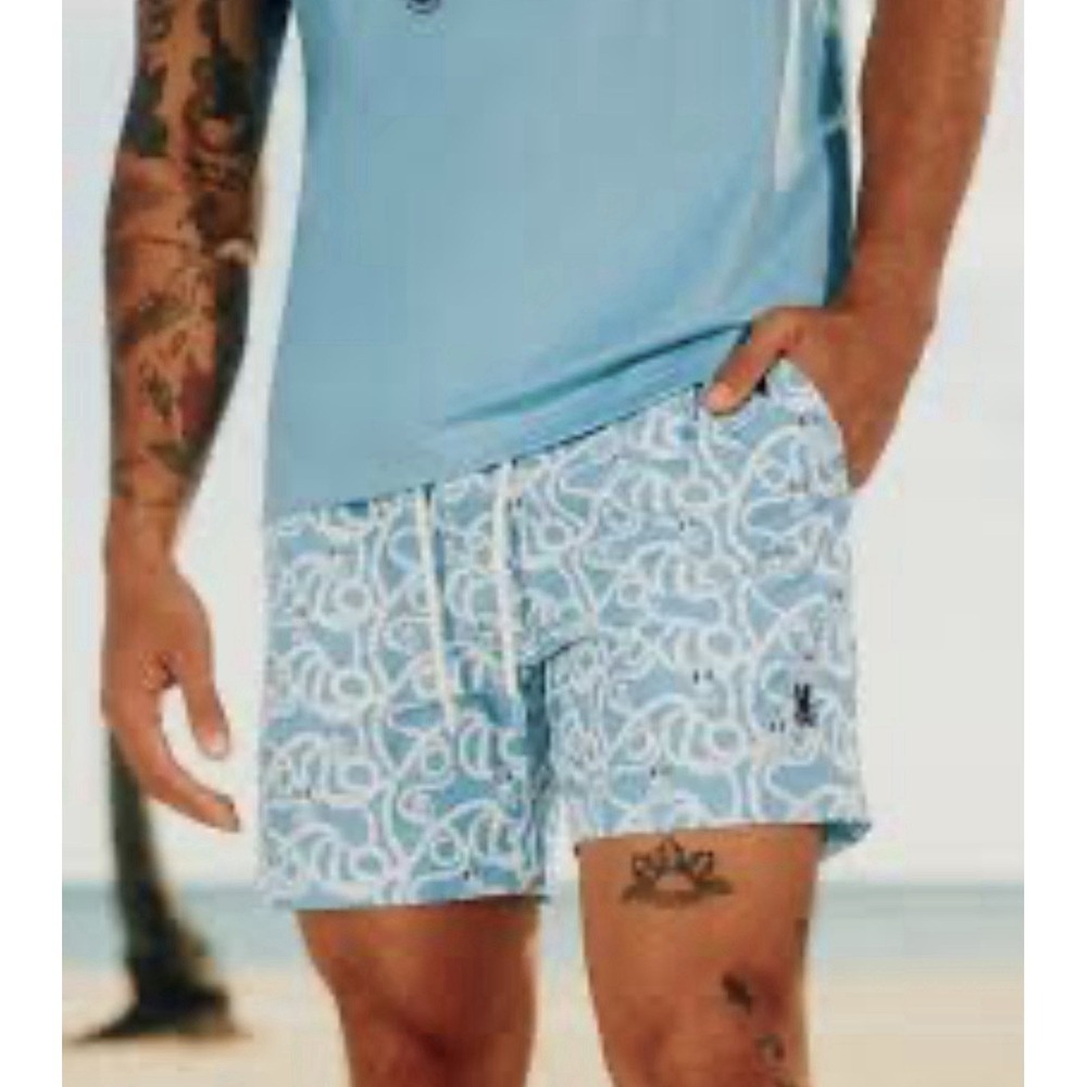 New Psycho Bunny Cyrus Blue Trunks 3XL